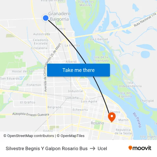 Silvestre Begnis Y Galpon Rosario Bus to Ucel map