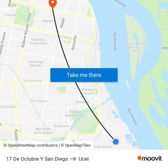 17 De Octubre Y San Diego to Ucel map