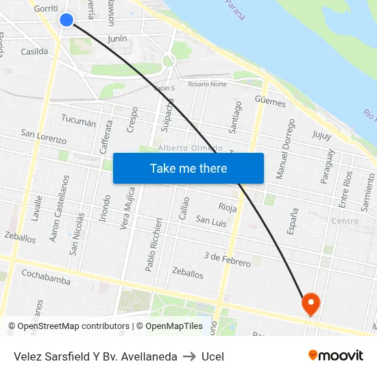 Velez Sarsfield Y Bv. Avellaneda to Ucel map
