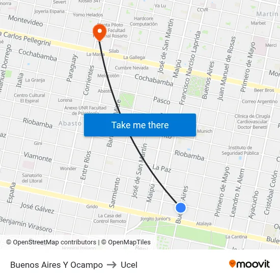 Buenos Aires Y Ocampo to Ucel map