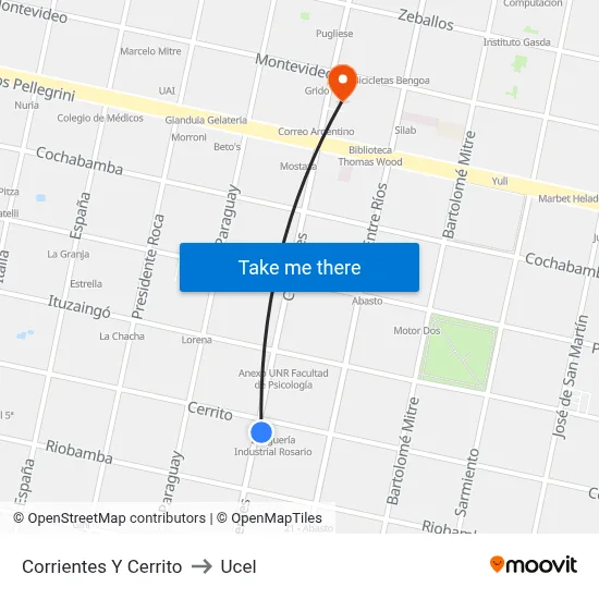 Corrientes Y Cerrito to Ucel map