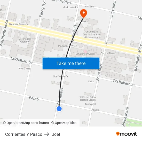 Corrientes Y Pasco to Ucel map