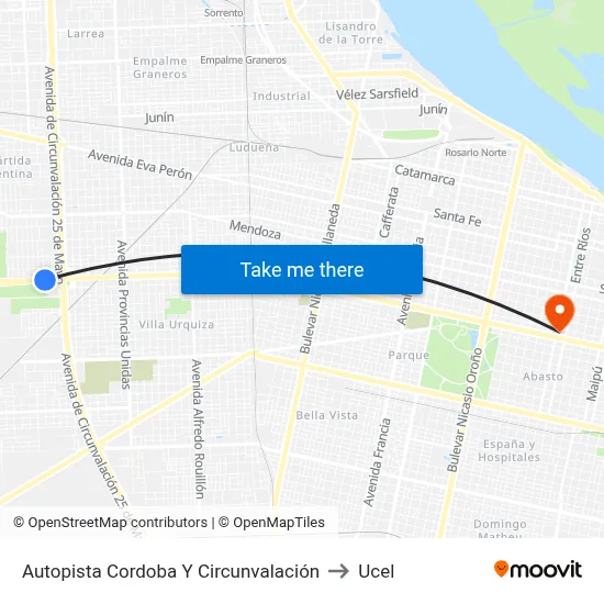 Autopista Cordoba Y Circunvalación to Ucel map