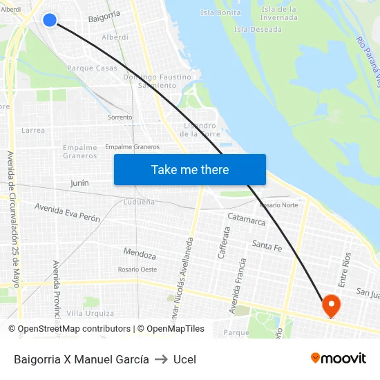 Baigorria X Manuel García to Ucel map