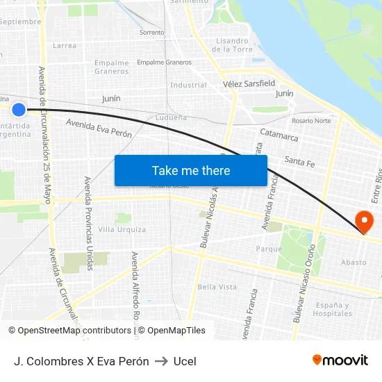 J. Colombres X Eva Perón to Ucel map