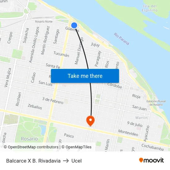 Balcarce X B. Rivadavia to Ucel map