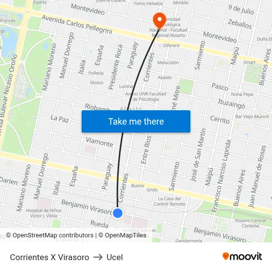 Corrientes X Virasoro to Ucel map