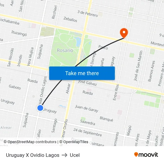 Uruguay X Ovidio Lagos to Ucel map