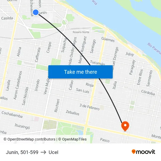 Junín, 501-599 to Ucel map