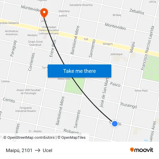 Maipú, 2101 to Ucel map