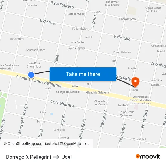 Dorrego X Pellegrini to Ucel map