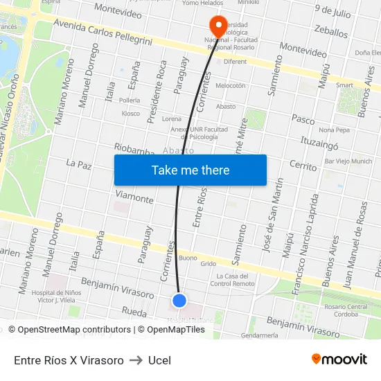 Entre Ríos X Virasoro to Ucel map