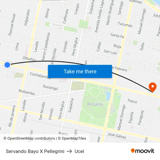 Servando Bayo X Pellegrini to Ucel map