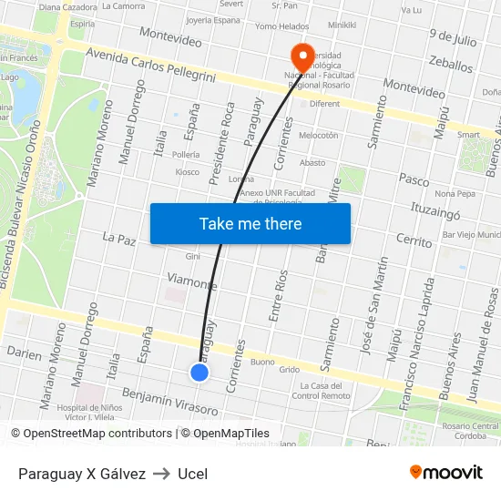 Paraguay X Gálvez to Ucel map