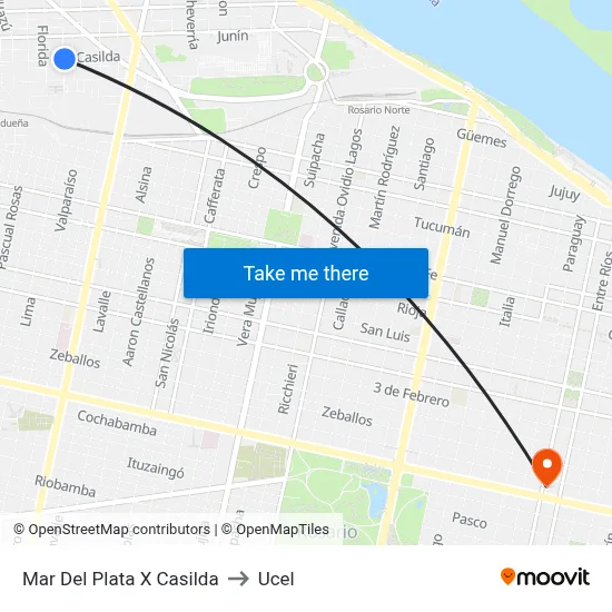 Mar Del Plata X Casilda to Ucel map