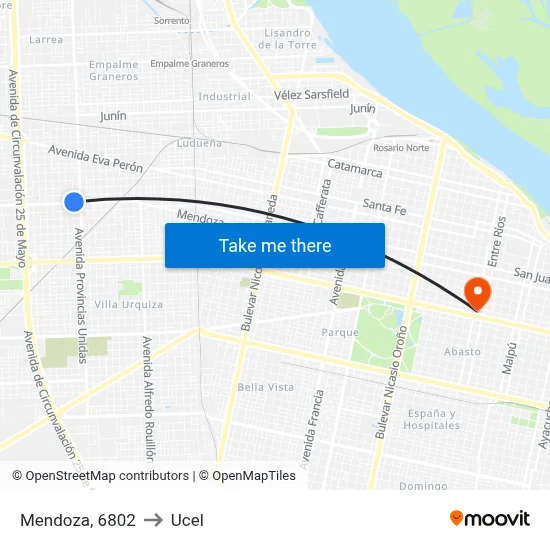 Mendoza, 6802 to Ucel map