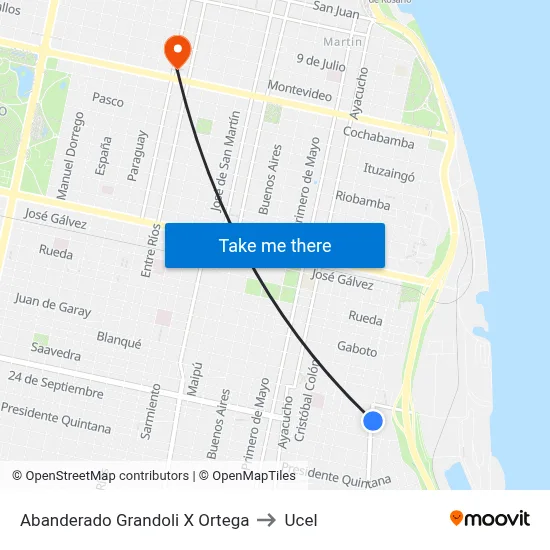 Abanderado Grandoli X Ortega to Ucel map