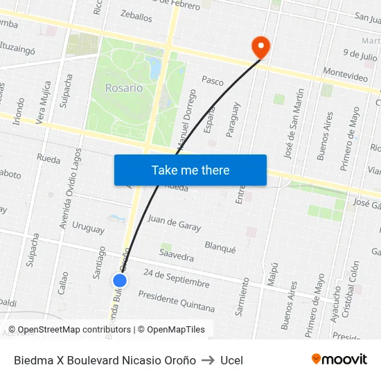 Biedma X Boulevard Nicasio Oroño to Ucel map