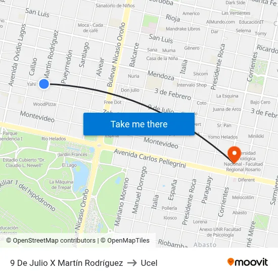9 De Julio X Martín Rodríguez to Ucel map