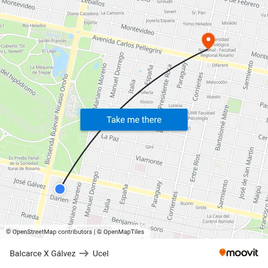 Balcarce X Gálvez to Ucel map
