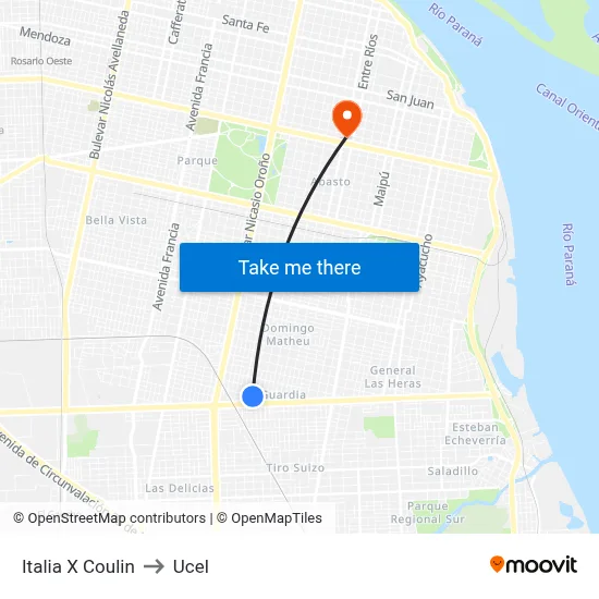 Italia X Coulin to Ucel map