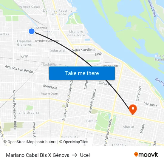 Mariano Cabal Bis X Génova to Ucel map