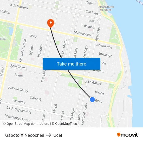 Gaboto X Necochea to Ucel map