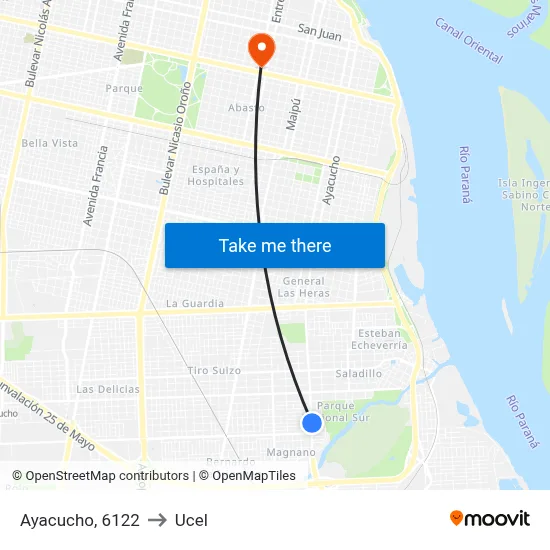 Ayacucho, 6122 to Ucel map