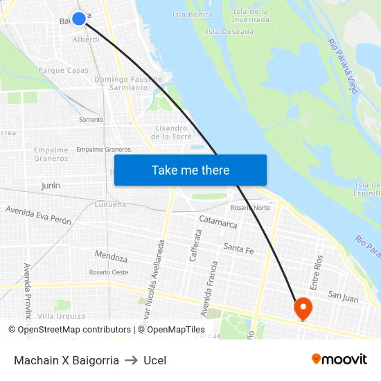 Machain X Baigorria to Ucel map
