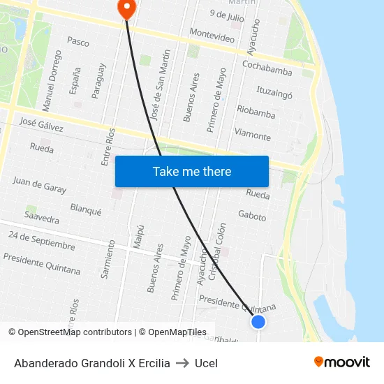 Abanderado Grandoli X Ercilia to Ucel map