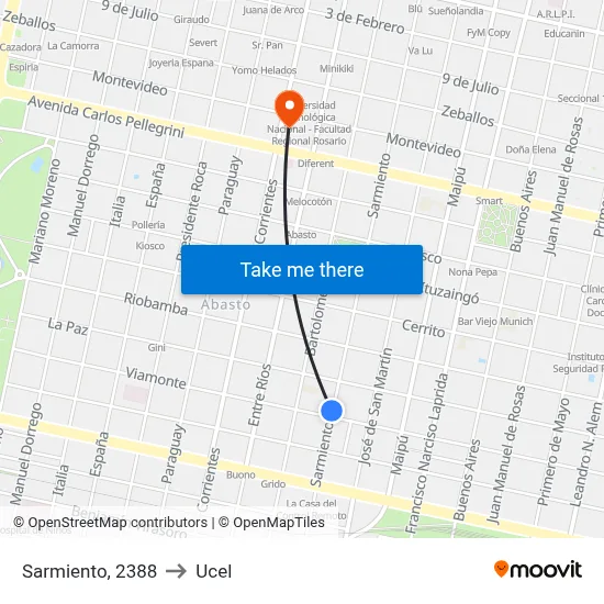 Sarmiento, 2388 to Ucel map