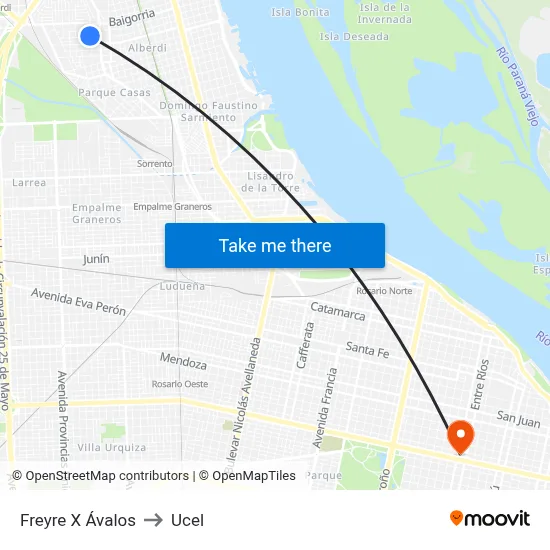 Freyre X Ávalos to Ucel map