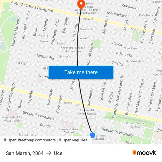 San Martín, 2884 to Ucel map