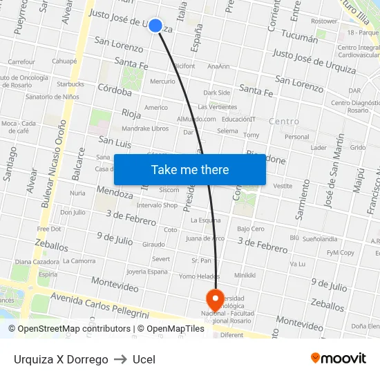 Urquiza X Dorrego to Ucel map