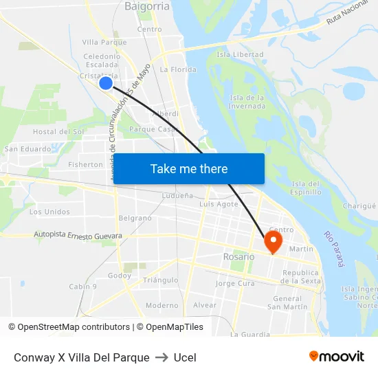 Conway X Villa Del Parque to Ucel map