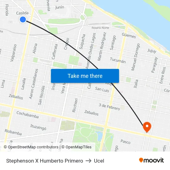 Stephenson X Humberto Primero to Ucel map