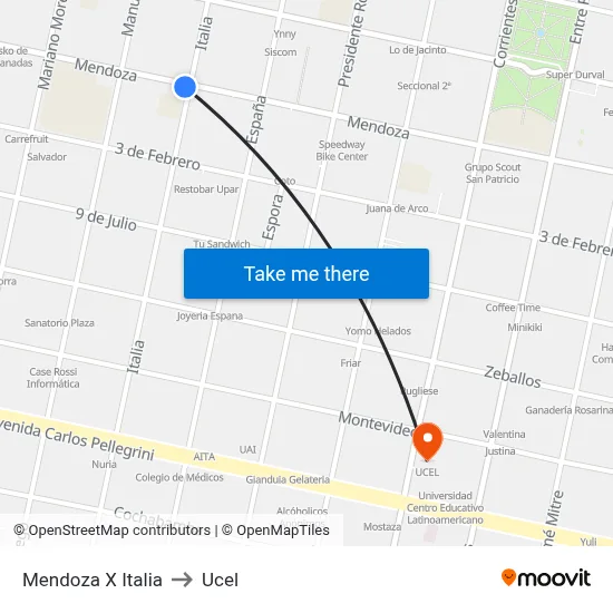 Mendoza X Italia to Ucel map