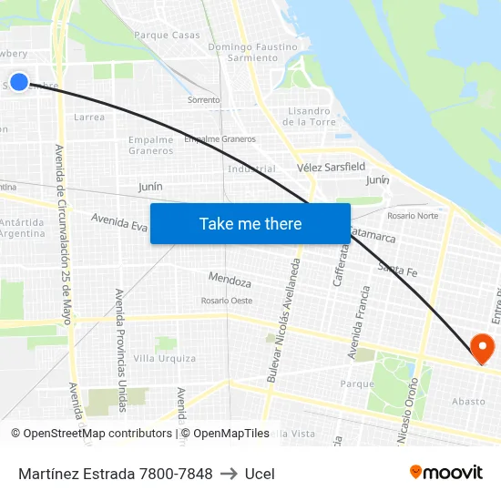 Martínez Estrada 7800-7848 to Ucel map