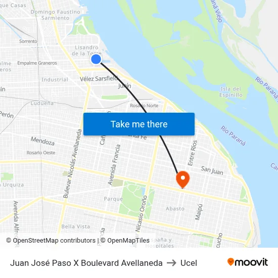 Juan José Paso X Boulevard Avellaneda to Ucel map