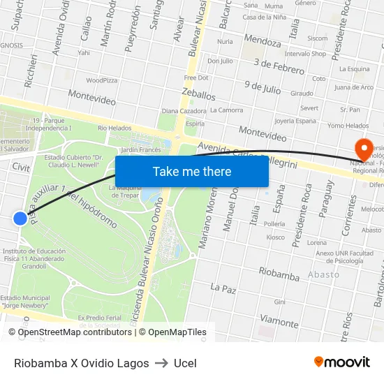Riobamba X Ovidio Lagos to Ucel map
