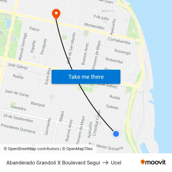 Abanderado Grandoli X Boulevard Seguí to Ucel map