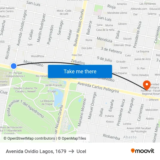 Avenida Ovidio Lagos, 1679 to Ucel map