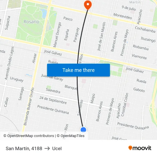 San Martín, 4188 to Ucel map