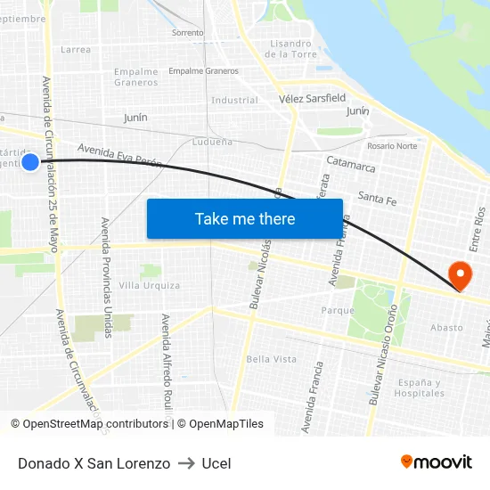 Donado X San Lorenzo to Ucel map