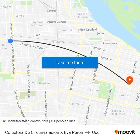 Colectora De Circunvalación X Eva Perón to Ucel map