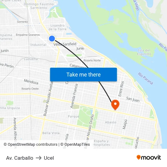 Av. Carballo to Ucel map