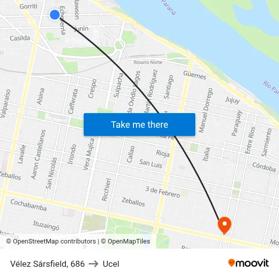 Vélez Sársfield, 686 to Ucel map