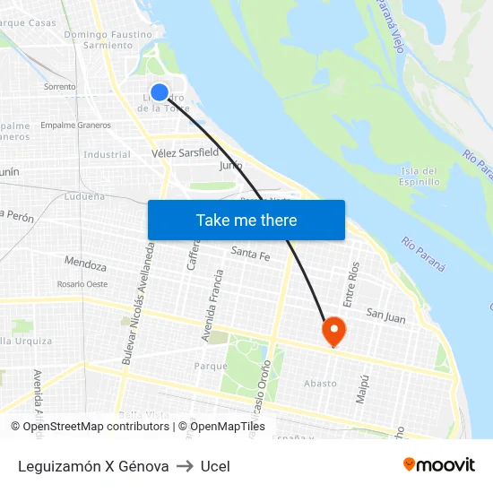 Leguizamón X Génova to Ucel map