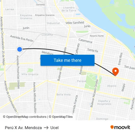 Perú X Av. Mendoza to Ucel map