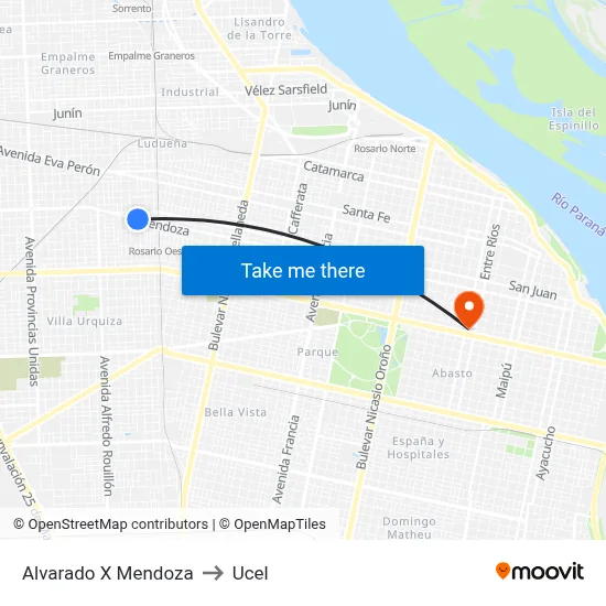 Alvarado X Mendoza to Ucel map